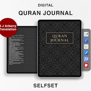Digital Quran Journal, Study Quran, Translation by A J Arberry, Ramadan planner, Quran Study Notebook for Goodnotes, Surah, Juz Manzil Study
