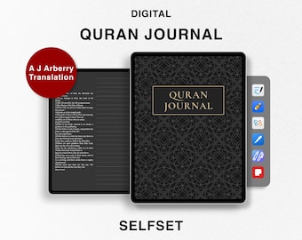 Digitales Koran Journal, Koranstudie, Übersetzung von A.J. Arberry, Ramadan Planer, Koranstudien Notizbuch für Goodnotes, Sure, Juz Manzil Studie
