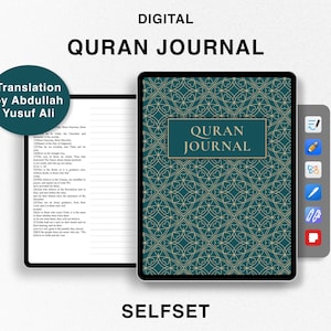 Digital Quran Journal, Study Quran, Translation by Abdullah Yusuf Ali, Ramadan planner, Quran Study Notebook for Goodnotes, Surah Study