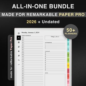 ALL-IN-ONE 2026 Bundle for reMarkable Paper Pro, Undated Templates for reMarkable Paper Pro, Productivity, Teacher Student Journal