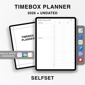 Planejador Timebox 2026, Bloqueio de Tempo, Lista de Tarefas, Brainstorming, Caderno de Agenda, Planejador Goodnotes sem Data para Produtividade e Timeboxing