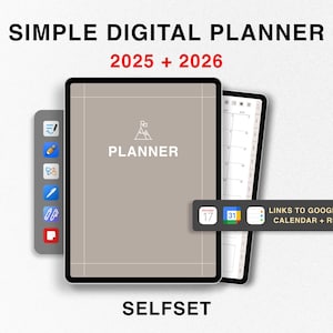 2025 + 2026 Simple Digital Planner | iPad Planner | 2025 + 2026 Daily, Weekly & Monthly Planner | Dated Digital Planner | GoodNotes Planner