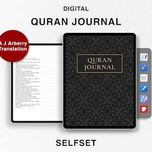 Digital Quran Journal, Study Quran, Translation by A J Arberry, Ramadan planner, Quran Study Notebook for Goodnotes, Surah, Juz Manzil Study