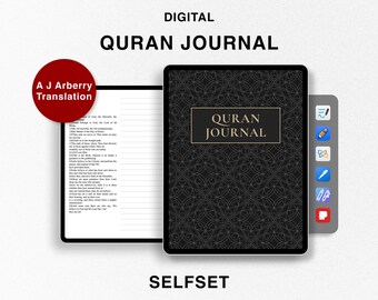 Digitales Koran Journal, Koranstudie, Übersetzung von A.J. Arberry, Ramadan Planer, Koranstudien Notizbuch für Goodnotes, Sure, Juz Manzil Studie