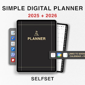 2025 + 2026 Simple Digital Planner | iPad Planner | 2025 + 2026 Daily, Weekly & Monthly Planner | Dated Digital Planner | GoodNotes Planner