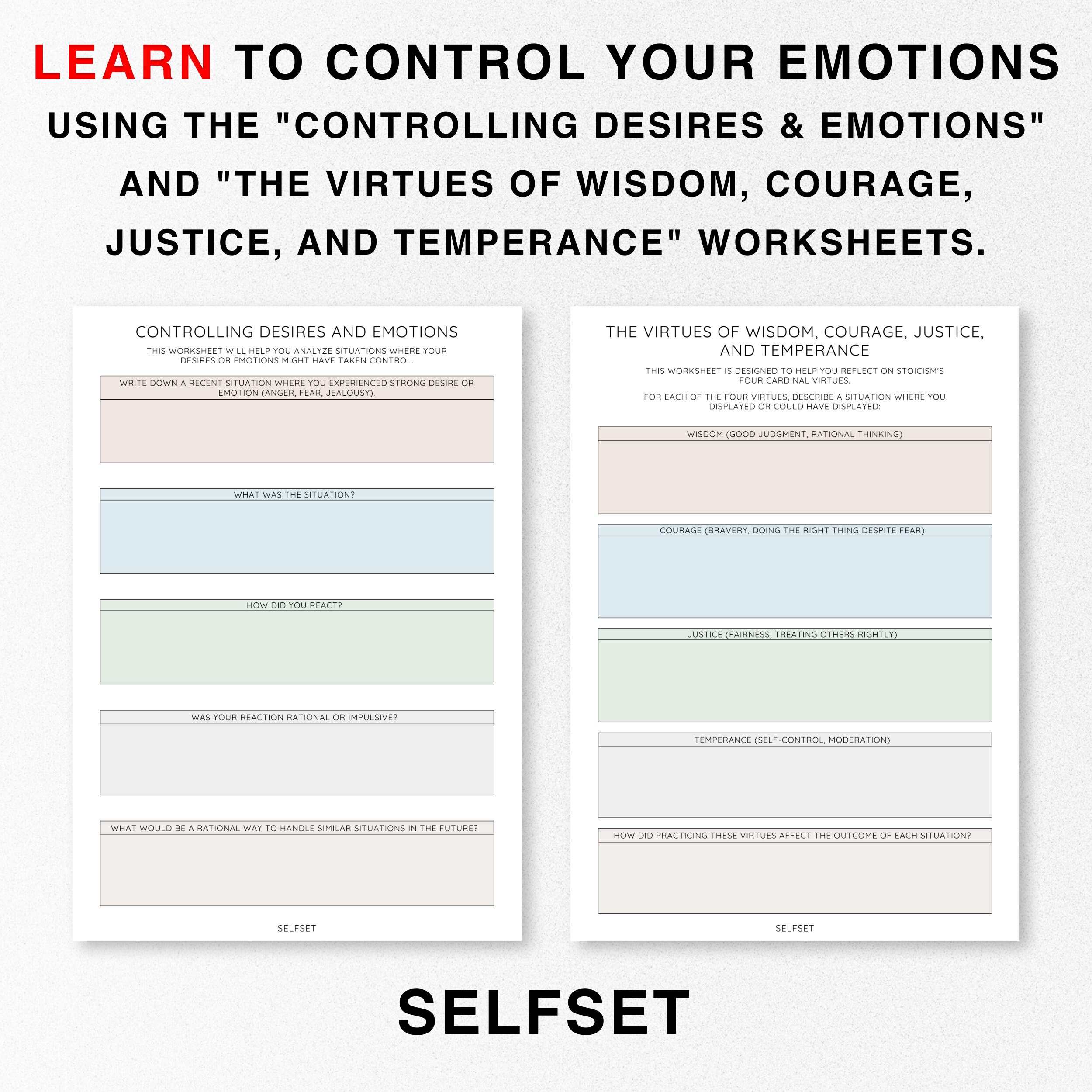 Printable Stoic Journal, Focus Journal, Control Emotions, Mindfulness ...