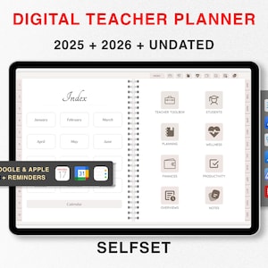 2025 + 2026 Digital Teacher Planner + Undated Lesson Planner, Academic Planner, Homeschool Planner, Goodnotes Template Teaching iPad Planner