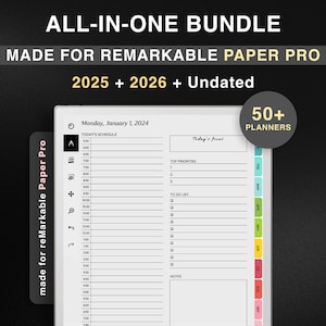 ALL-IN-ONE 2025 + 2026 Bundle for reMarkable Paper Pro, Undated Templates for reMarkable Paper Pro, Productivity, Teacher Student Journal