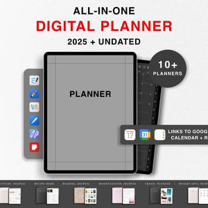 2025 The Ultimate Digital Bundle, 2025 Dark Mode Goodnotes Planner, Notability Planner, Dated & Undated Digital Planner, Student ADHD