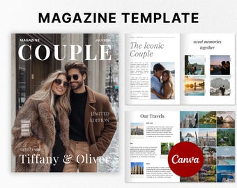 Personalized Couples Magazine Template, Canva Editable Magazine, Anniversary & Relationship Gift, Engagement Gift, Boyfriend Girlfriend Gift