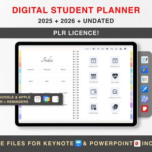 Planificador estudiantil PLR 2025 + 2026 + Planificador editable sin fecha, con derechos de reventa, académico, planificador universitario, plantillas de estudio, paquete PLR Goodnotes