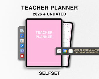 2026 Digital Teacher Planner, Dated + Undated Lesson Planner, Academic Planner Homeschool Planner Goodnotes Planner Teaching Planner