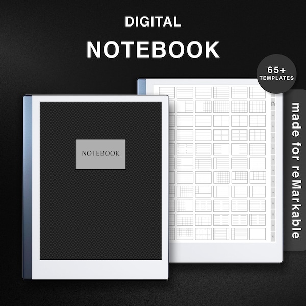 Notebook for reMarkable 2, 65+ Page Templates, Digital Notebook, Hyperlinked Note Taking Template, Dotted, Lined, Grid, Cornel, Student