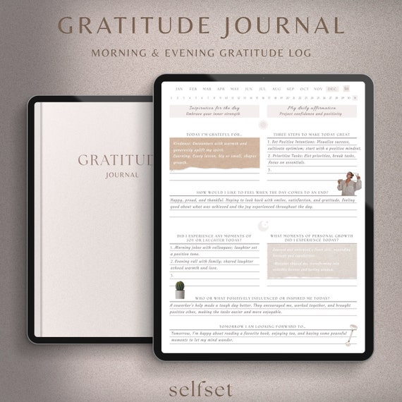 Digital Gratitude Journal | Daily Gratitude Journal for iPad, GoodNotes | Digital Journal | Wellness Journal, Mindfulness Journal, Self Care