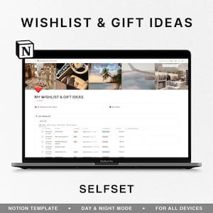 Notion Digitale Wunschliste, Notion Vorlage, Geschenk Tracker, Kauf Tracker, Einkaufsliste, Wunschliste für Notion