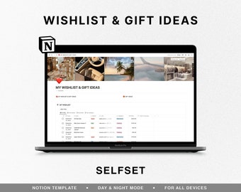 Lista de deseos digital de Notion, plantilla de Notion, rastreador de regalos, rastreador de compras, lista de compras, rastreador de lista de deseos, tablero visual digital para Notion