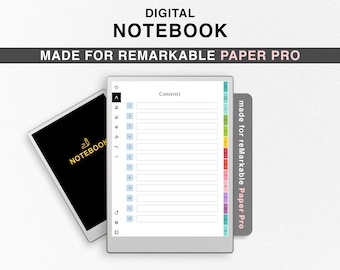 Caderno para reMarkable Paper Pro, mais de 65 modelos de página, Caderno colorido para reMarkable Pro, com hiperlink, pontilhado, pautado, grade, cornel, gráfico