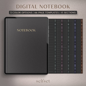 Digital Notebook | GoodNotes Notebook, Student Notebook, Dark Notebook | Notebook Journal | GoodNotes Template, Dotted, Lined, Grid, Cornell