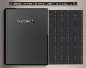 Digital Notebook | GoodNotes Notebook, Student Notebook, Dark Notebook | Notebook Journal | GoodNotes Template, Dotted, Lined, Grid, Cornell