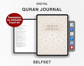 Digitales Koran Journal, Koran Studie, Übersetzung von Abdullah Yusuf Ali, Ramadan Planer, Koran Studie Notizbuch für Goodnotes, Sure Studium