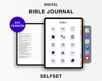 Digital Bible Journal, Study Bible, American Standard Version Journaling Bible ASV, Old New Testament, Pink Bible Study Notebook Goodnotes