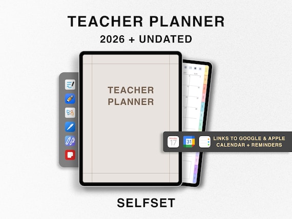 2026 Digital Teacher Planner, Dated + Undated Lesson Planner, Academic Planner Homeschool Planner Goodnotes Planner Teaching Planner