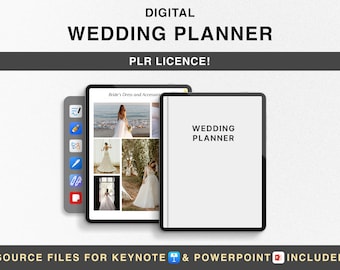 PLR Wedding Planner for Goodnotes, MRR Digital Wedding Template, Checklist, Itinerary Resell Rights Wedding Budget Vision Boards Hyperlinked