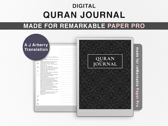 Digital Quran Journal for reMarkable Paper Pro, Study Quran, Translation by A J Arberry, Ramadan planner Quran Notebook Surah Manzil Juz
