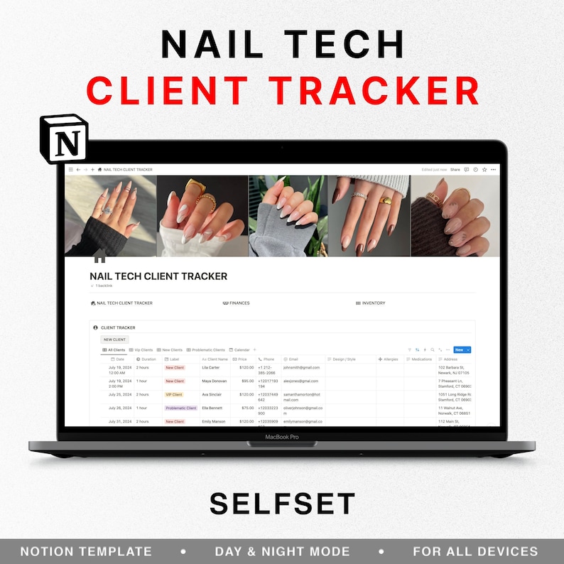 Nail Tech Client Tracker | Notion Template | Notion Client Tracker ...