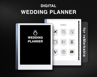 Wedding Planner for reMarkable 2, Wedding Template for reMarkable 2, Checklist, Itinerary, Wedding Budget, Hyperlinked, Honeymoon, Guests