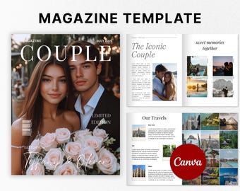 Personalized Couples Magazine Template, Canva Editable Magazine, Anniversary & Relationship Gift, Engagement Gift, Boyfriend Girlfriend Gift