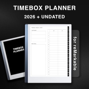 Timebox Planner for reMarkable, 2026 Time Blocking, To Do list, Agenda Notebook, Undated, Productivity Templates for reMarkable