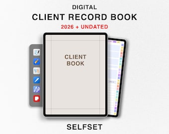 Digital Client Record Book 2026 for Goodnotes, 2026 + Undated Client Tracker, Beauty Salon Appointment Book, Hair Nail Lashes