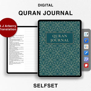 Digital Quran Journal, Study Quran, Translation by A J Arberry, Ramadan planner, Quran Study Notebook for Goodnotes, Surah, Juz Manzil Study