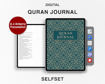 Digitales Koran Journal, Koranstudie, Übersetzung von A.J. Arberry, Ramadan Planer, Koranstudien Notizbuch für Goodnotes, Sure, Juz Manzil Studie