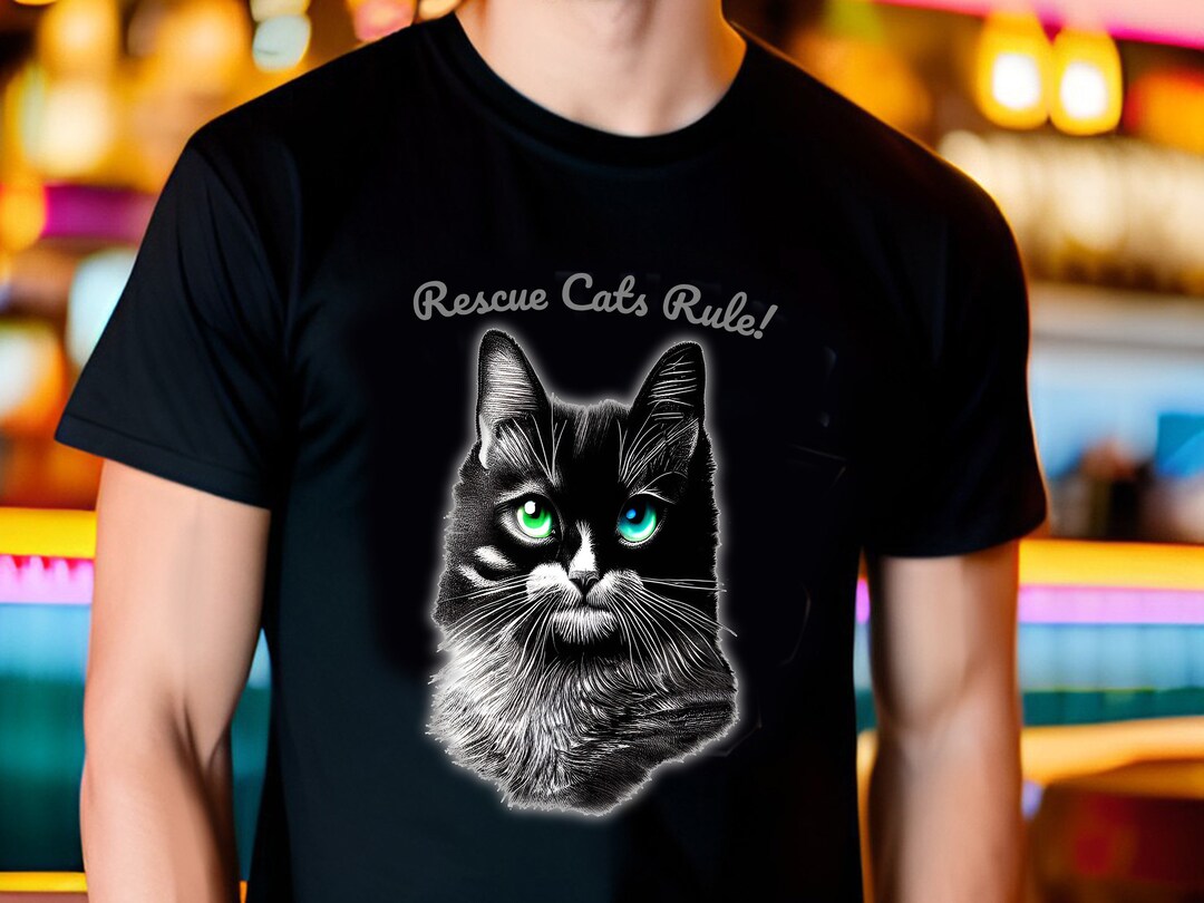 Rescue Cats Rule, Cat Lovers, Rescue Pets, Animal Lovers, Rockincottondesigns, Cat Tshirt, Pet