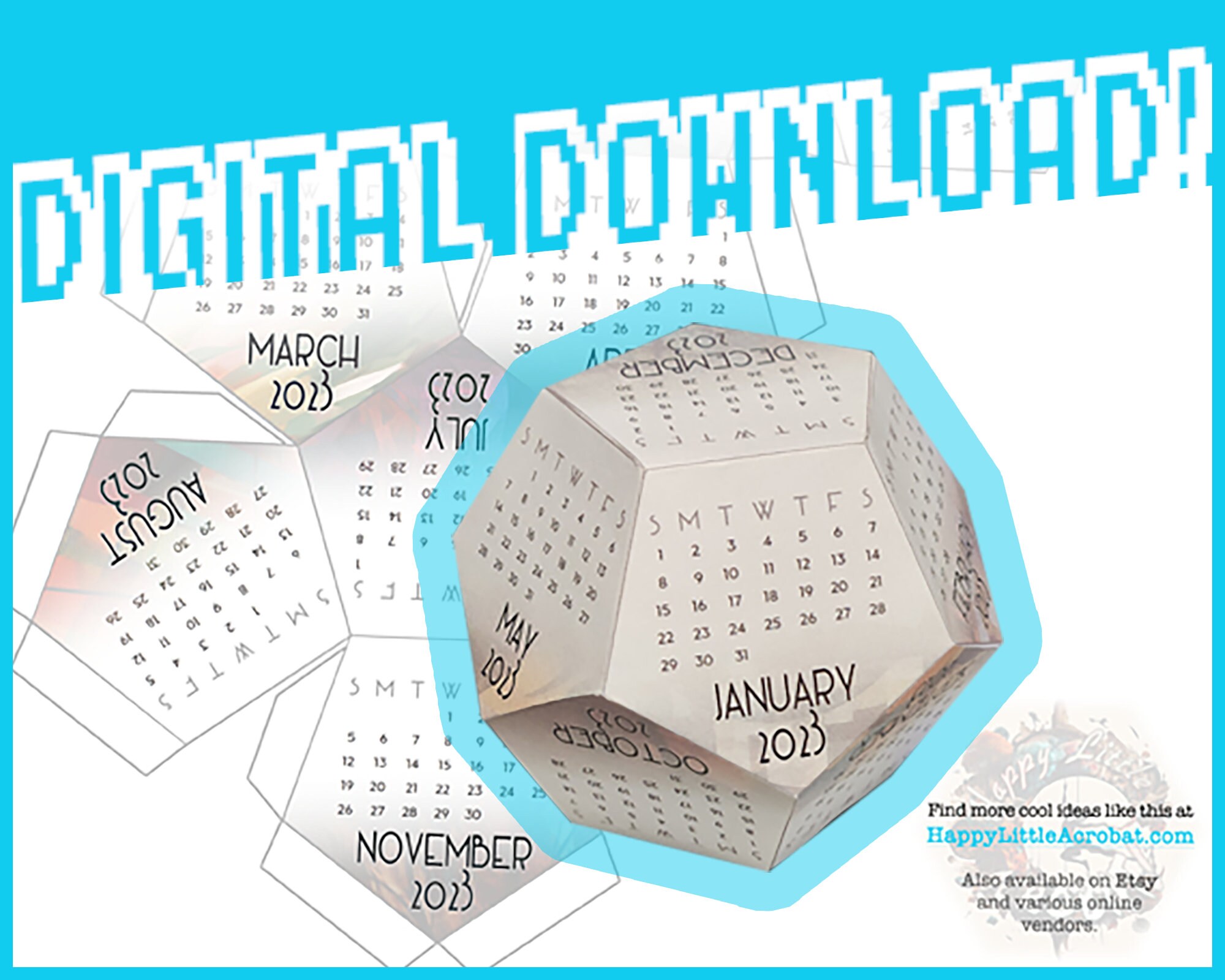 Ultimate Papercraft Desk Calendar 2023 Dodecahedron Cutout - Etsy