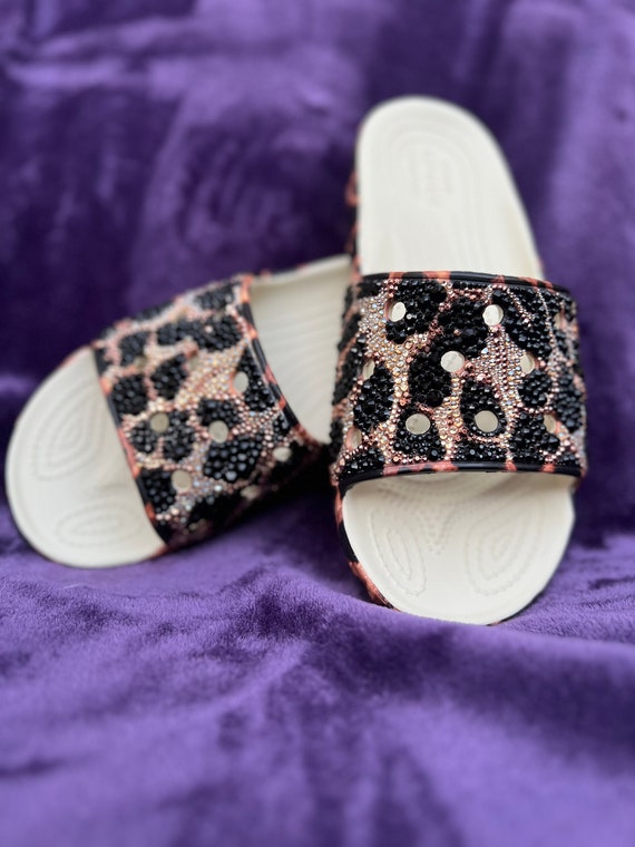 Leopard croc slides hot sale