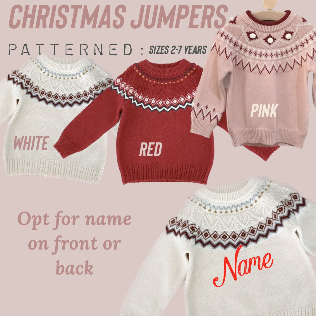 Christmas Hand embroidered Name Jumper / Personalised Knitted Etsy