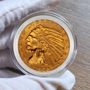 Pièce commémorative 1908 2.5 2 1/2 Dollars USA Liberty Eagle US Gold en plaqué or, parfait pour les collectionneurs.