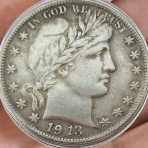 Us 1913 P- S-D Barber Half Dollar silver plated copy coin ideal for collection.