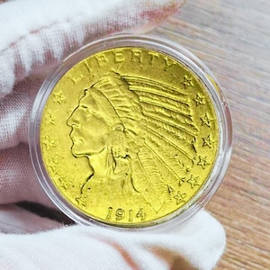 Commemorative coin 19014 2.5 2 1/2 Dollars USA Liberty Eagle US Gold  made of gold plated, perfect for collectors.