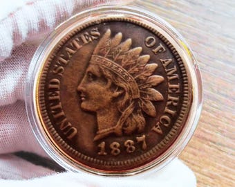 Moneta commemorativa indiana da un centesimo del 1887, rara per i collezionisti.