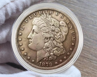 Moeda de dólar Morgan de 1879, moeda comemorativa rara para colecionadores.