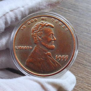 Pièce commémorative des États-Unis, 1955/55, double coin Lincoln Penny Cent 100 % cuivre, pièce rare, idéale pour collectionner.