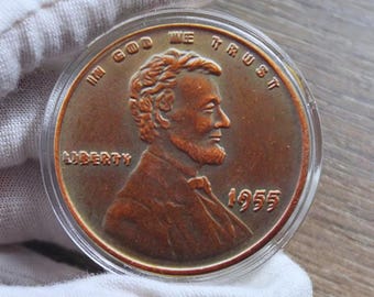 US commemorative 1955/55 Double die Lincoln Penny Cent 100% Copper Coin vintage coin rare coin ideal for collection.