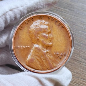 1941 S Lincoln Wheat Penny Replica – 100% Copper US Coin Copy | Historic One Cent Collectible | Vintage Coin Reproduction for Collectors