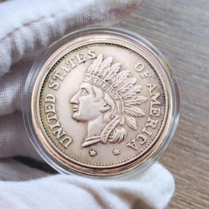 US commemorative 1851 Indian Head One Dollar Silver Plated rare coins vintage coins ideal for collection.
