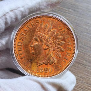 1880 Indian Head Cent Coin Replica – Pure Copper Collectible | Historic U.S. One Cent Copy Coin | Vintage Souvenir for Coin Collectors