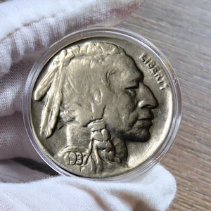 US 1937-D  Buffalo Nickel 3 Legs Indian Head Coin US Vintage Coin for Collectors